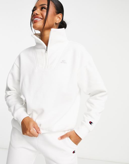 Champion Felpa bianca con logo piccolo e collo a imbuto ASOS