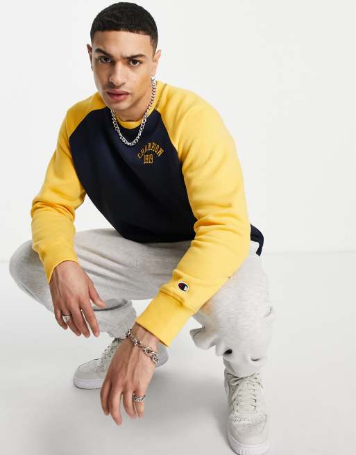 Champion Felpa colorblock blu navy e giallo