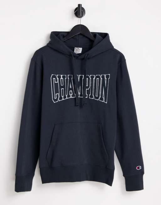 Champion - Felpa con cappuccio stile college, colore nero