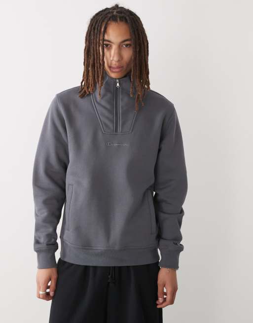 Champion - Felpa con cerniera lampo corta, colore grigio