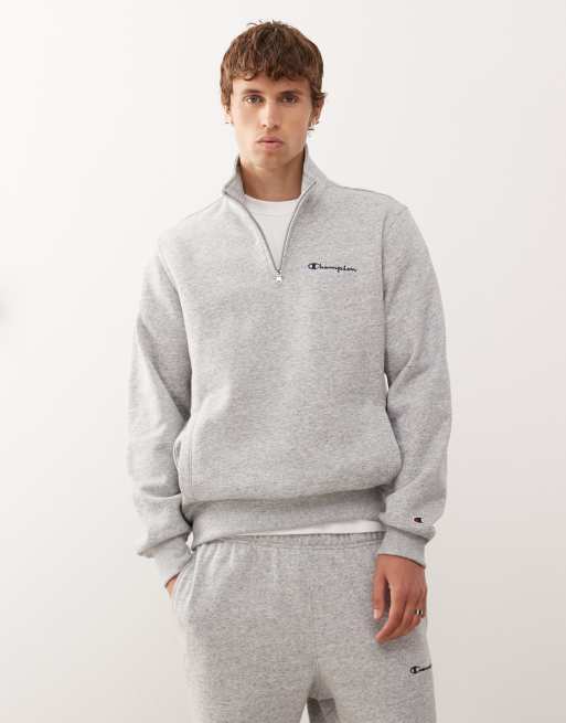 Champion - Felpa con cerniera lampo corta, colore grigio