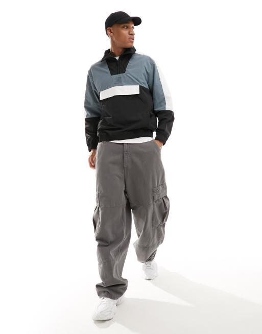 Champion Felpa grigia e nera color block con zip corta ASOS