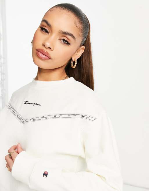 Champion - Felpa in velour écru con fettuccia