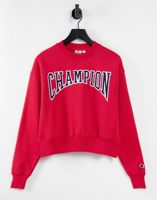 Champion - Felpa squadrata rossa con logo grande