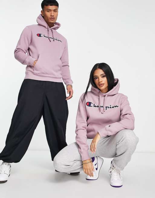 Champion Felpa unisex lilla con cappuccio con logo grande ASOS