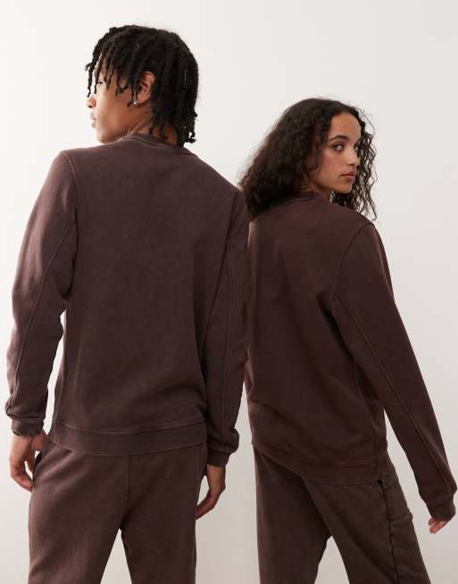 Champion - Felpa unisex marrone girocollo, 4 di 4