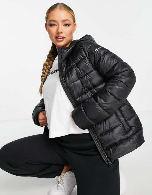 Champion fitted puffer jacket in black | ASOS