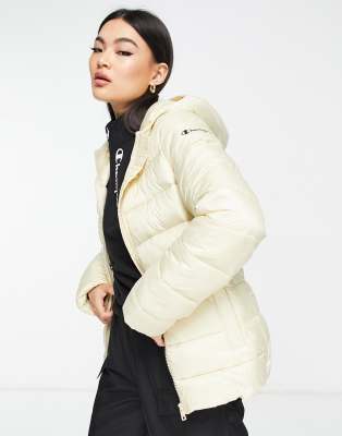 Champion fitted puffer jacket in cream-Brown