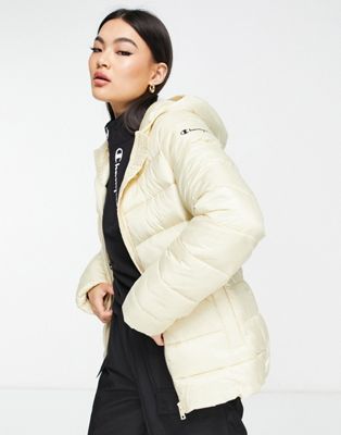 Champion fitted puffer jacket in tan