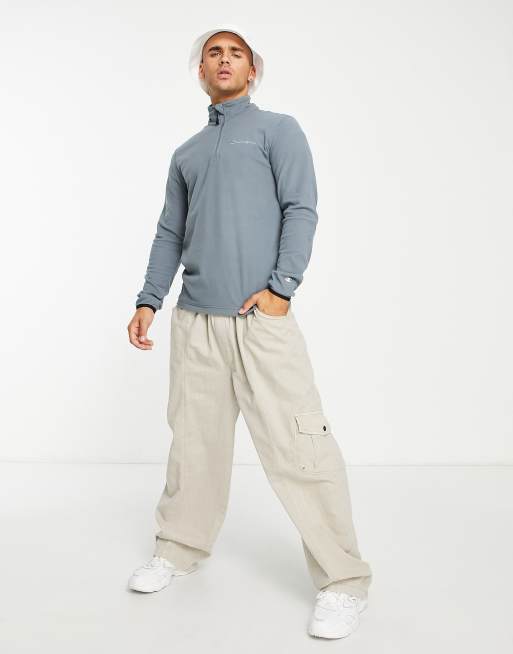 Champion - Fleece met klein logo en korte rits in grijs