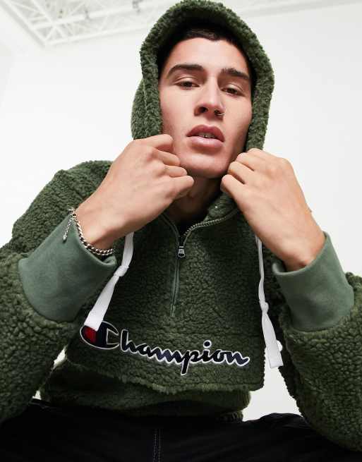 Champion sherpa best sale hoodie khaki