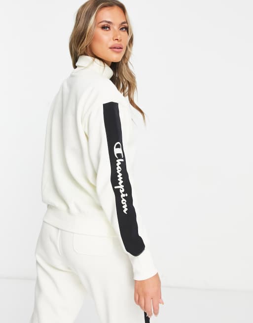 Champion funnel neck sweatshirt with taping in ecru