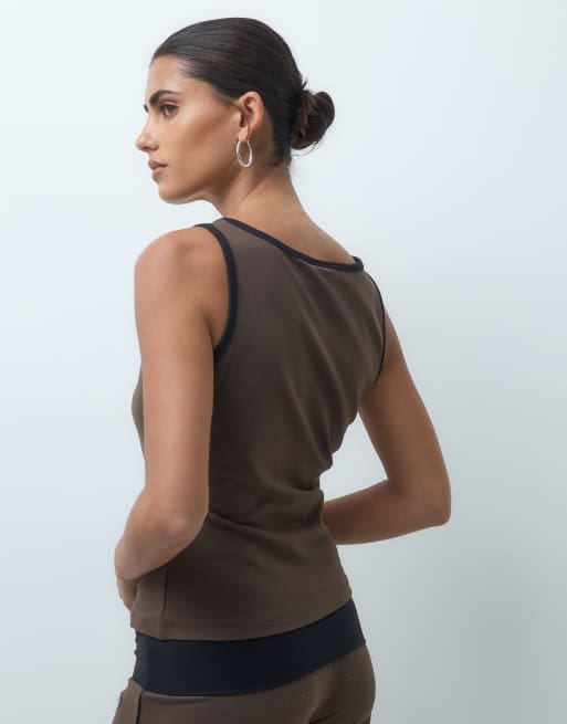Champion Future Memories fitted tank top in brown, 4 of 4