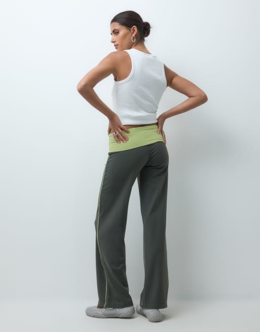Champion Future Memories fold over waistband pants in green, 5 of 5