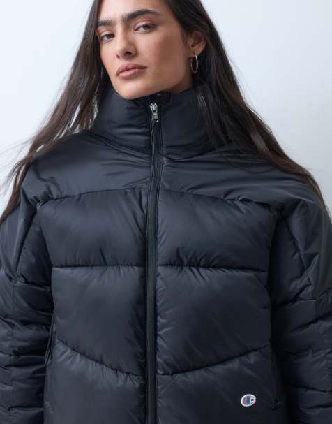 Champion Future Memories giacca piumino con cappuccio da donna nera - view 1