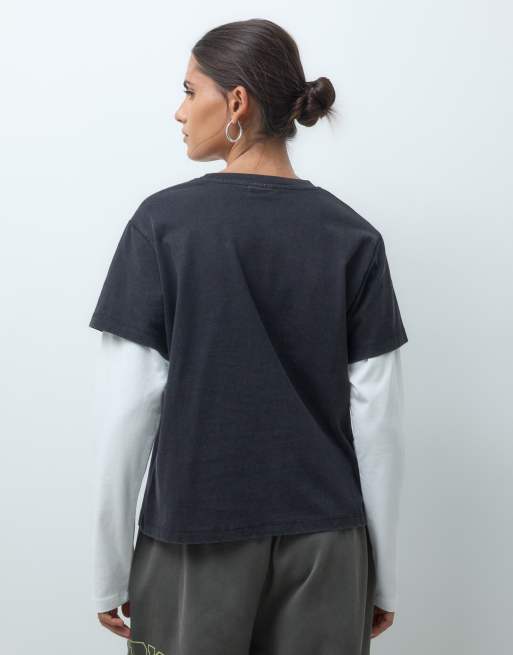 Champion Future Memories long sleeve double layered t-shirt in black, 4 of 4