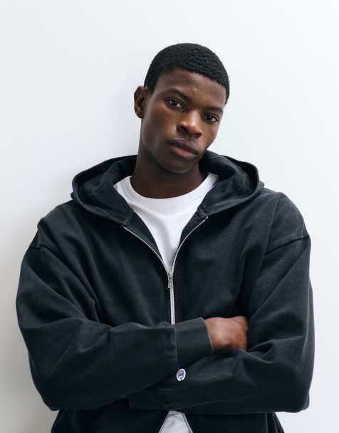 Champion Future Memories oversized full zip hoodie in black - view 1