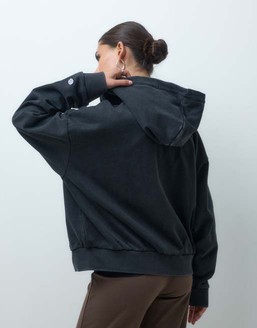 Champion Future Memories oversized full zip hoodie in black, 4 of 4