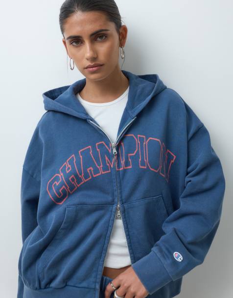 Champion Future Memories oversized full zip hoodie in blue - view 1