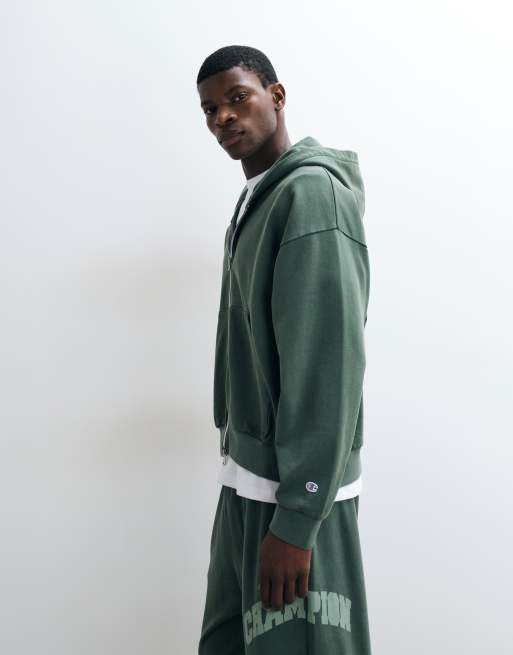 Champion Future Memories oversized full zip hoodie in green, 3 of 5
