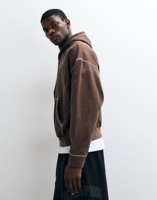 Champion Future Memories oversized hoodie in brown, 2 of 5