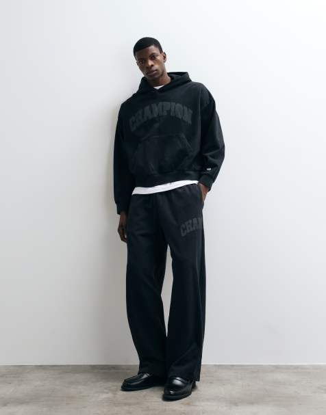 Champion Future Memories oversized open hem trackies in black - view 1