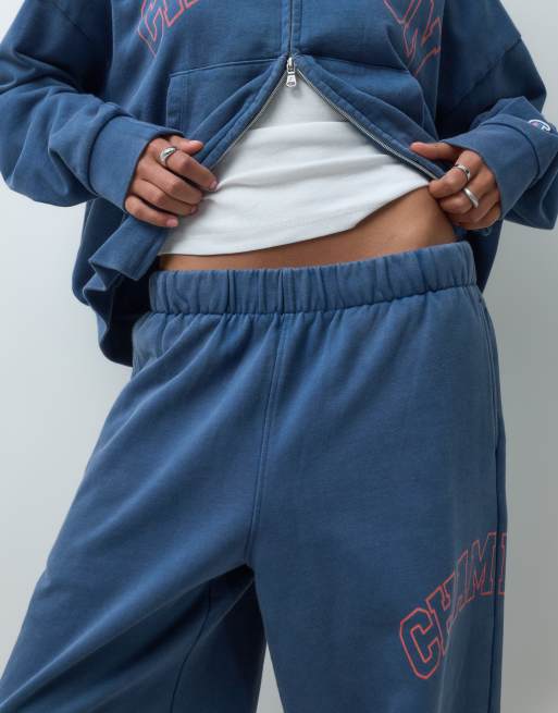 Champion Future Memories womens oversized open hem joggers in blue, 5 of 5