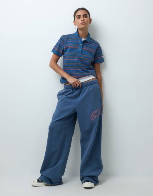 Champion Future Memories womens striped polo shirt in navy, 4 of 4