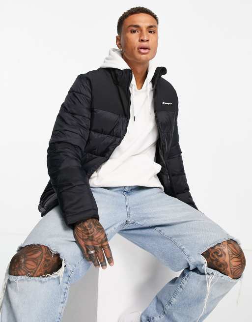 Champion - Gewatteerd puffer jack met klein logo in zwart
