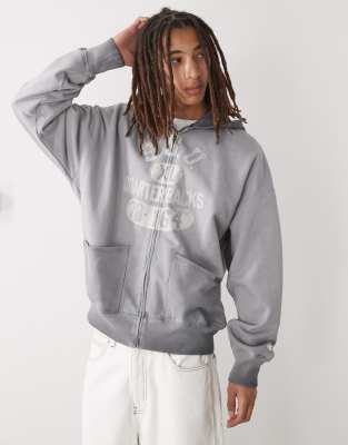 Champion Champion graphic hoodie in washed black