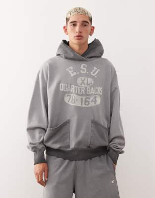 Champion Champion graphic hoodie in washed black
