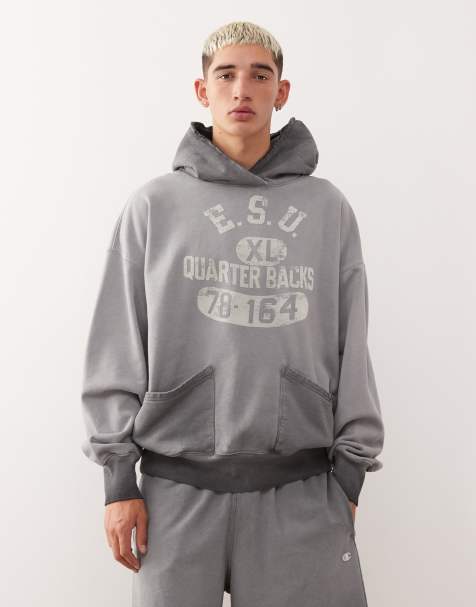 Champion graphic hoodie in washed black - view 1