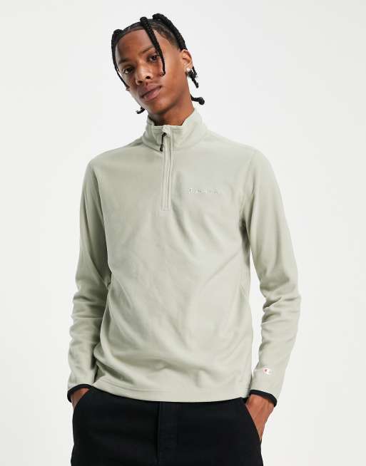 Champion - Grøn sweatshirt med lille logo og kort lynlås
