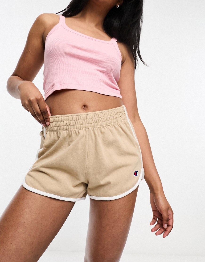 Champion gym shorts with piping in beige-Brown