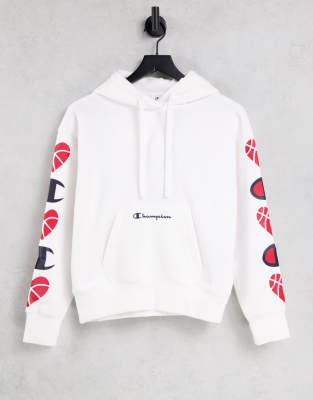 Champion heart print hoodie in white