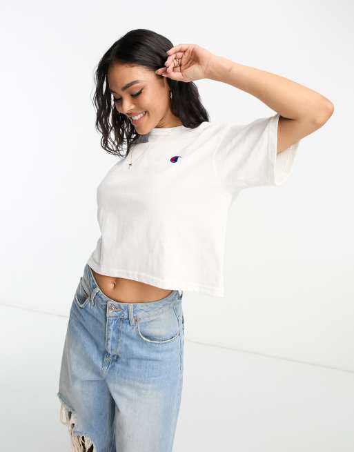 Champion Heritage cropped t shirt in white