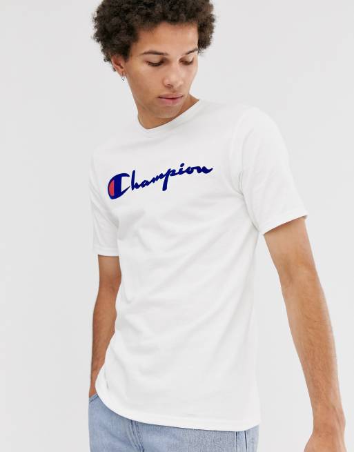 Champion Heritage Flock Script t shirt in white