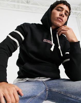 Champion hood with stripes in black