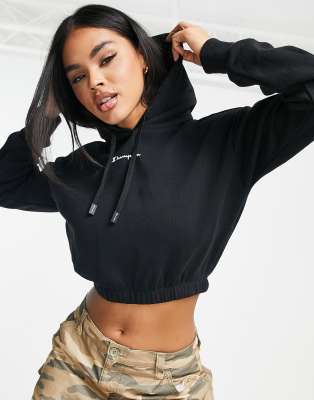 Champion hooded crop top in black | ASOS