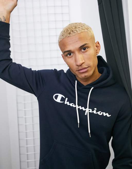Champion - Hoodie met groot logo in marineblauw