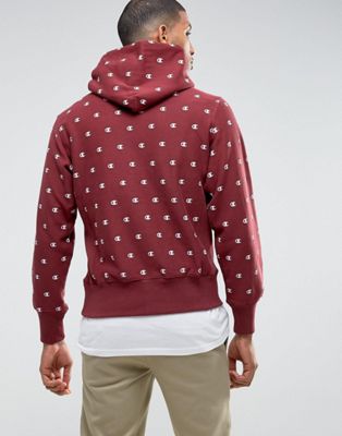 champion hoodie with all over logo print