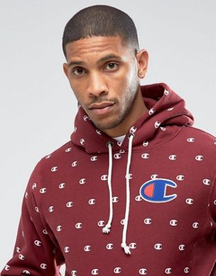 champion all over logo hoodie