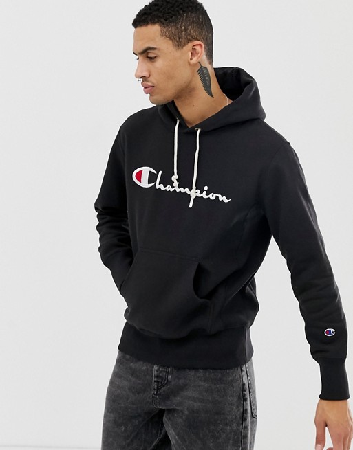 Champion hoodie with large logo in black | ASOS