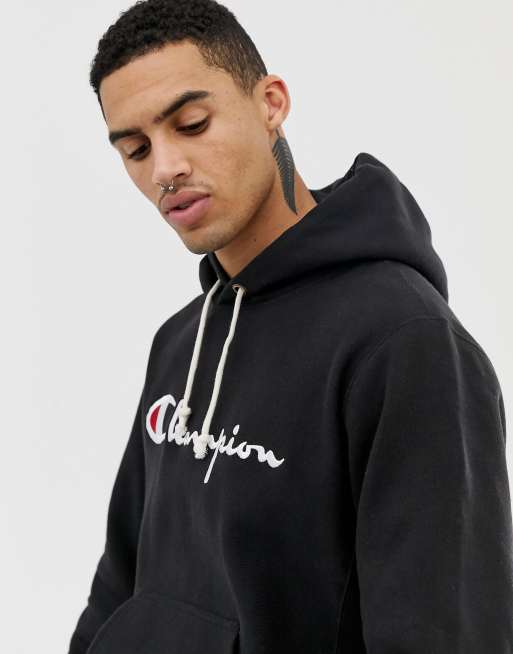 Champion hoodie best sale black mens