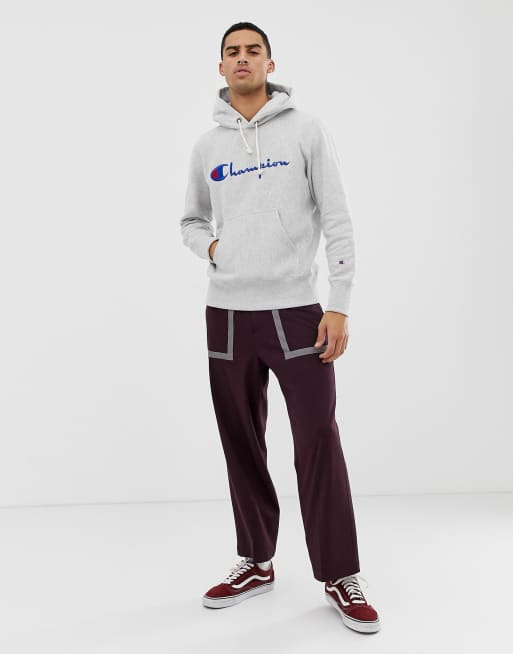 Champion hoodie with outlet large logo in grey