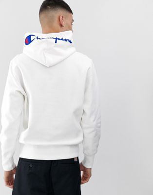 Champion hoodie with logo hood in white 