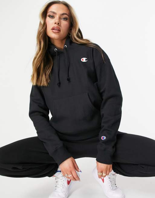 Champion sweater black 2025 and white sneakers