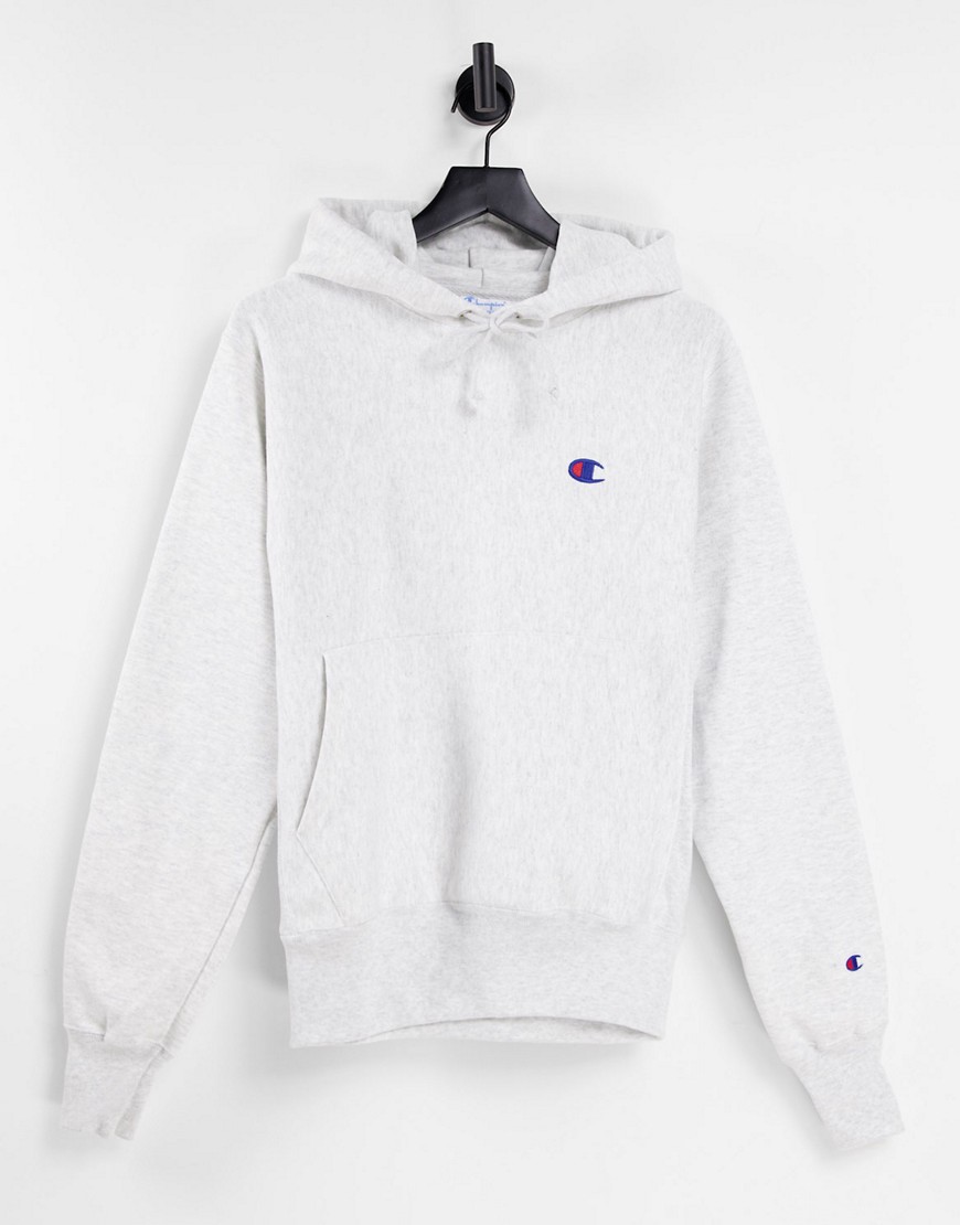 Champion hoodie with small logo in grey