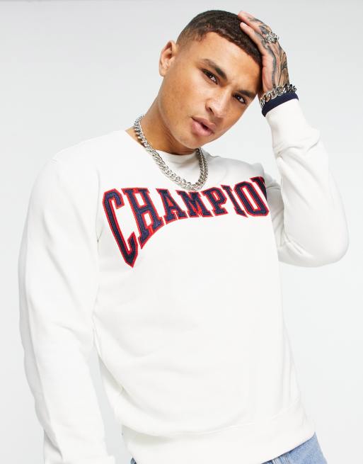 Nødvendig Rengør soveværelset Foranderlig Champion - Hvid sweatshirt med stort college-logo | ASOS