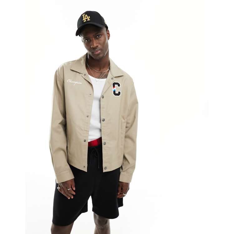 Champion crop store white coaches jacket